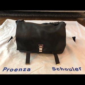 Proenza Schouler Large PS Courier Pebbled Black Le